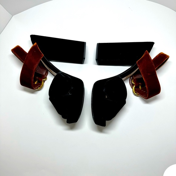 COPY - Prada Bicolor Velvet Platform Sandal, Black/Brown - Picture 4 of 8